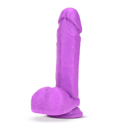 Silicone Dual Density Cock with Balls Neon Purple