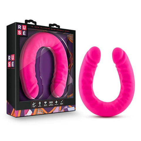 18 inch Silicone Slim Double Dong Hot Pink