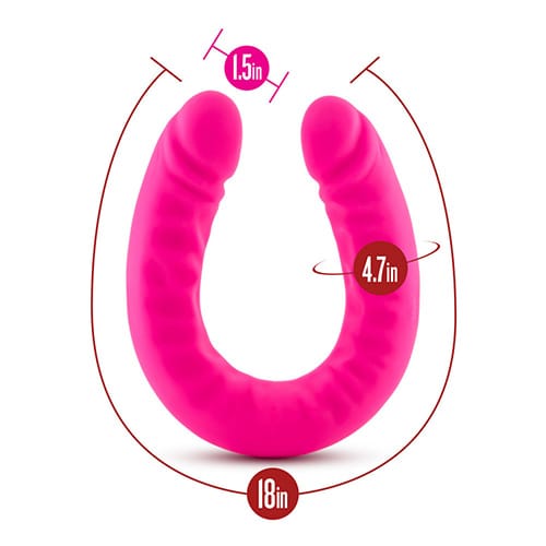 18 inch Silicone Slim Double Dong Hot Pink